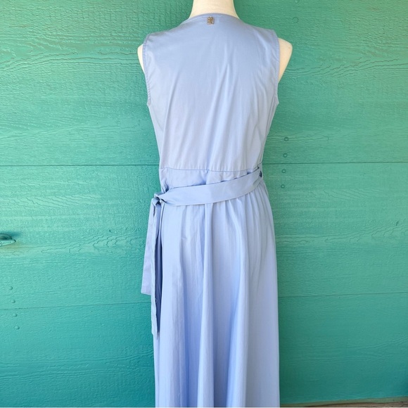 FRANCOMINA COTTON POPLIN WRAP MAXI DRESS SKY BLUE SIZE LARGE EUC MADE IN ITALY - Picture 12 of 12